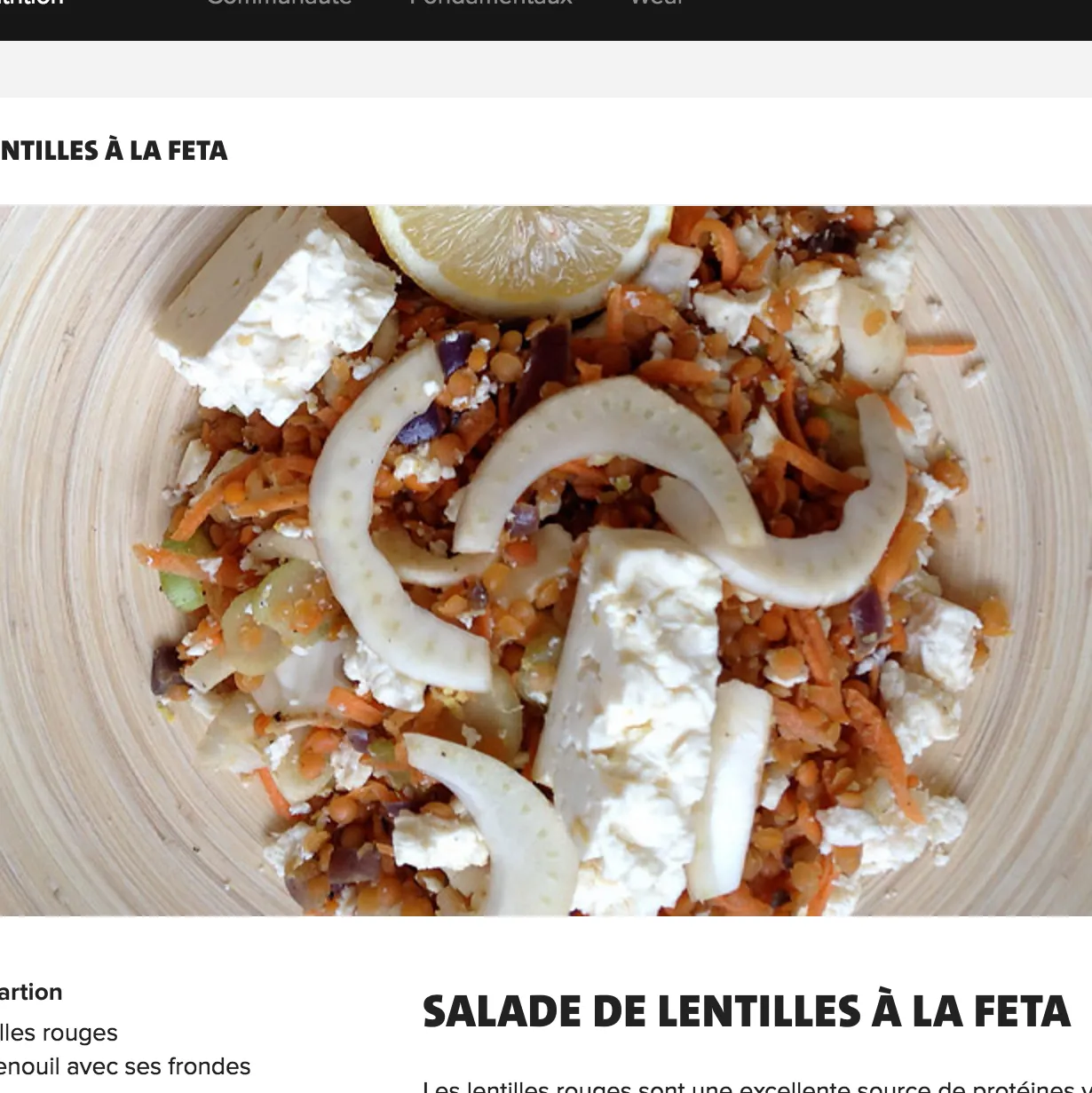 SALADE DE LENTILLES A LA FETA