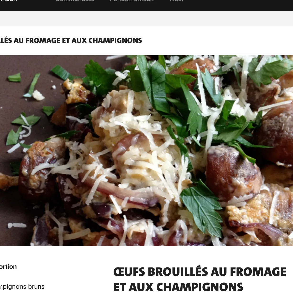 CEUFS BROUILLES AU FROMAGE ET AUX CHAMPIGNONS