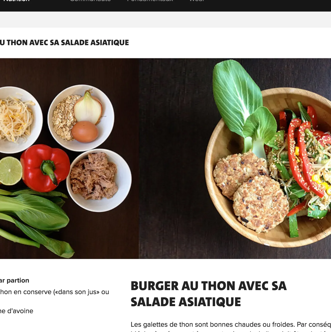 BURGER AU THON AVEC SA SALADE ASIATIQUE